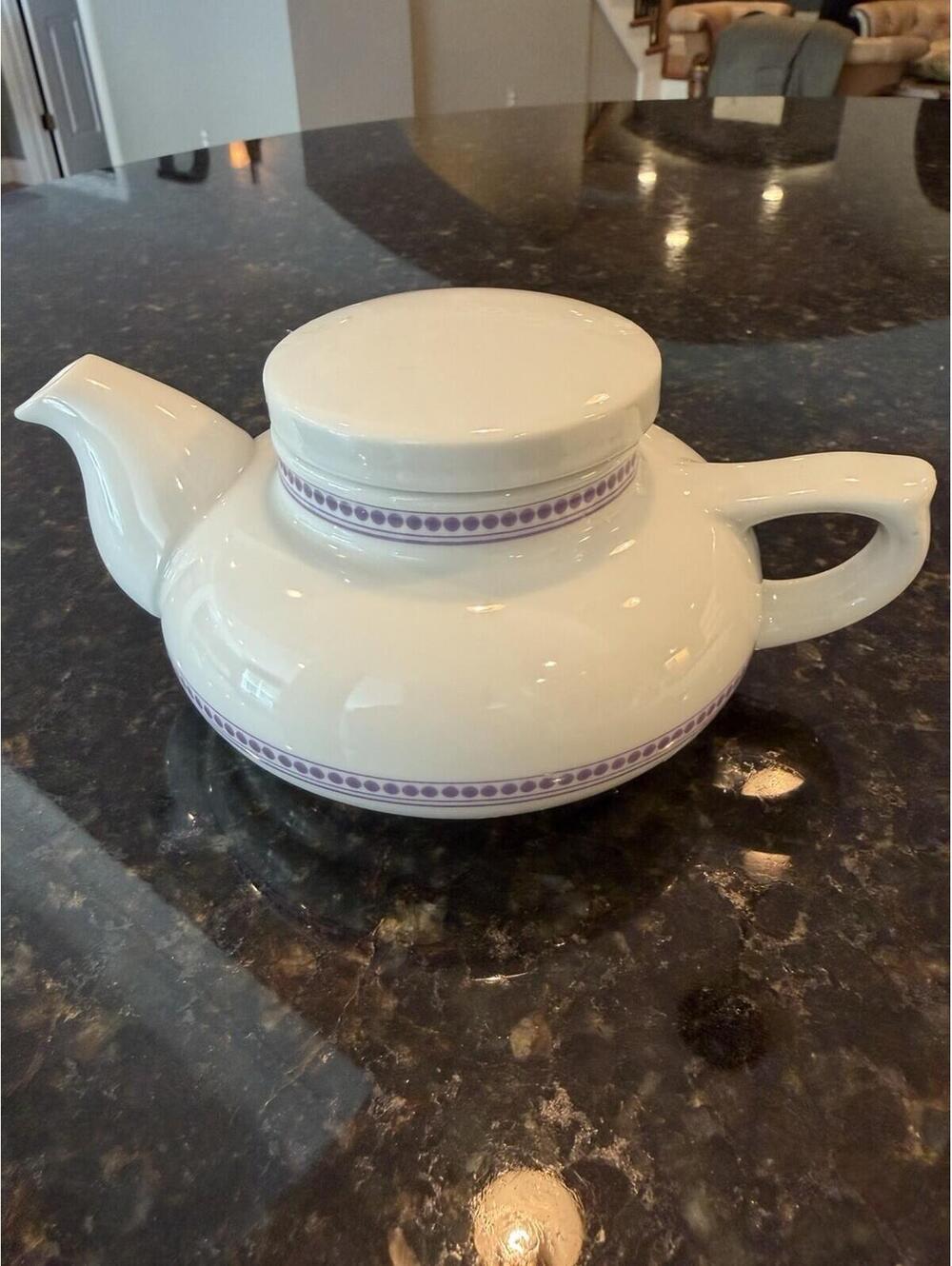 Vintage Essentials Teapot Purple And White Made In Japan